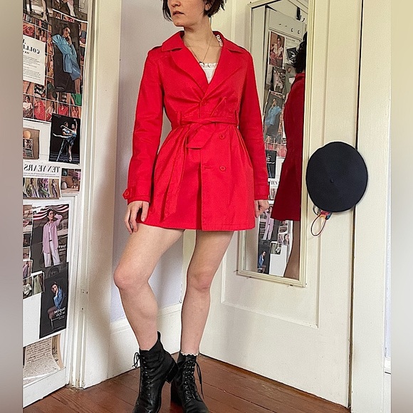 Anthropologie Red Trench Coat - Picture 2 of 9